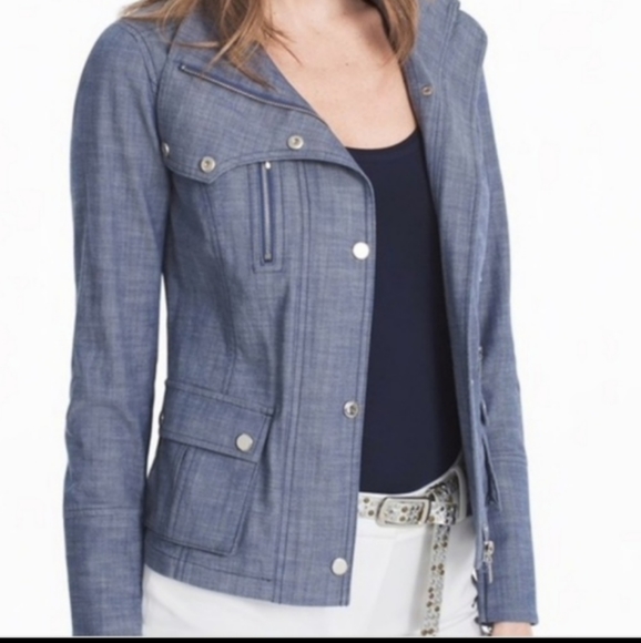 White House Black Market Jackets & Blazers - WHBM chambray Moto style snap front jacket